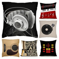 Retro Speaker Piano Rock Black White Cushion Cover Home Sofa Chair Pillow Music Pop Band