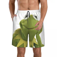 Kermit The Frog Men's Beach Shorts Fitness Quick-drying Swimsuit Funny Street Fun 3D Shorts