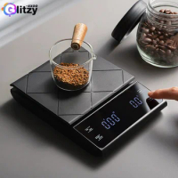 Coffee Scale Kitchen Balance with Timer 3kg/0.1g High Precision Pour Over Drip Espresso Scale LCD Display (Batteries Excluded)