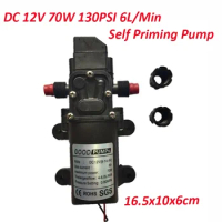 DC 12V 70W 130PSI 6L/Min Water High Pressure Pumps Diaphragm Self Priming Pump