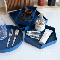 不鏽鋼收納托盤 克萊因藍餐盤托盤金屬不鏽鋼北歐化妝品首飾收納盒置物盤甜品盤【HZ72052】