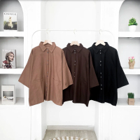 [3] R4-TtsC Blouse Muslim Wanita Lengan Panjang Bahan Tebal Katun Linen