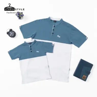 Kaos Kurta Ayah Anak Ghaisan | Kurta Couple Lengan Pendek Denim White, XS Anak Men XS