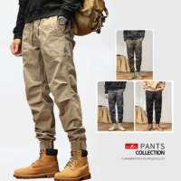 BAPAI Mens Cargo Pants Multi Pocket Khaki Trousers Casual Military Cotton Pants Men Plus Size Pantalon Cargo Homme Overalls