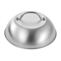 Stainless Steel Pan Lid Easy Clean Sturdy Practical Kitchen Tool Cookware Pan Cover for Picnic Camping BBQ Picnics Grill