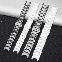 Notched Ceramic Watch Strap For Gucci Dior Cartier Pasha Series Black and White Female Ceramic Watchband Bracelet Accessory 20