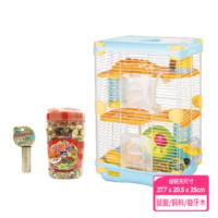 【Marukan/Alice】小鼠豐富生活健康組/AE24遊戲鼠籠+飼料+磨牙木(倉鼠籠 倉鼠飼料)
