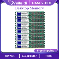 10PCS DDR2 2GB 667Mhz 800Mhz Memoria Ram PC2-6400S Desktop Laptop 240Pin 1.8V DIMM For Intel and AMD Compatible Computer Memory