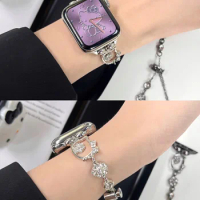 For Premium Metal Flash Diamond Kitty Watch Band Apple Apple Watch 8765432se Women's Watch Band
