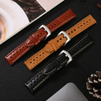 Genuine Cowhide Leather Watch Strap Band 18mm 19mm 20mm 21mm 22mm 24mm Rally Racing Watch Band Quick Release Watch Accessories