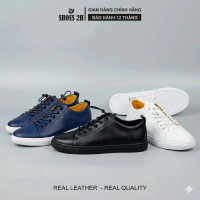 ​Giày Sneaker Nam Da Bò Thật Cao Cấp - Trắng - Đen - Xanh Navy T69