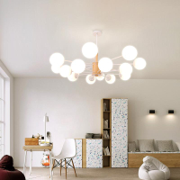 北歐吊燈客廳燈簡約現代大氣家用實木創意個性臥室燈網紅魔豆吊燈