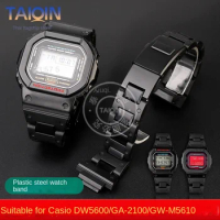 High quality men's watch strap For Casio G-SHOCK DW5600 GW-M5610 Black plastic steel watchband GA-2100 DW-6900 series Bracelet