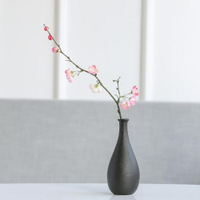 花瓶 陶瓷花瓶簡約黑陶客廳家居裝飾品擺件日式復古黑色陸寶干花插花器 雙十二購物節