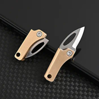 Brass Mini Knife Pocket Letter Opener Unpacking Express EDC Camping Outdoor Knife Gift Key Pendant Emergency Tool Folding Knife