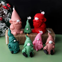 Xmas Faceless Santa Claus Candle Molds Christmas Gnome Statue Plaster Resin Home Decor Crafts DIY Silicone Dwarf Soywax Mould