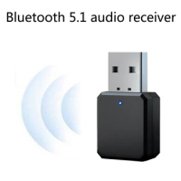 Bluetooth-compatible 5.1 Audio Receiver Dual Output AUX USB Stereo Car Hands-free Call Built-in Microphone Mic Wireless Adapter