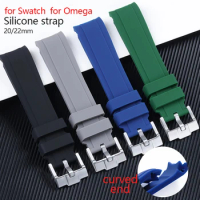 Waterproof Rubber Watchband for Swatch Planet Moon Watches Silicone Wrist Strap for Rolex Men Women Curved End Watch Straps Belt
