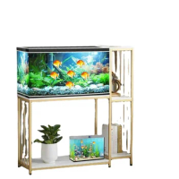 Fish Tank Stand for up to 29 Gallon Aquarium, Reptile Tank Stand, Metal Wooden Aquarium Stand, Gold