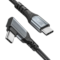 LUNG KAY Kabel USB C ke USB C Sudut 90 Darjah 100W 5A 2.0 Pengecasan Pantas Kabel Jenis C Berjalin N