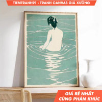 Tranh treo tường, Vintage Japanese Poster with Female Illustration Art, Japanese Decor, tặng kèm đin