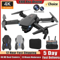 E88Pro RC Drone 4K Professinal With 1080P Wide Angle Dual HD Camera Foldable RC Helicopter WIFI FPV Height Hold Apron Sell Gift
