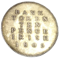 1805 Ireland 10 Pence-Geroge III (Bank of Ireland) Silver Plated Token Copy