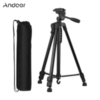 Andoer Photography Camera Tripod Stand Lightweight Aluminum Alloy with Carry Bag Phone Holder For Canon Sony Nikon DSLR Camera