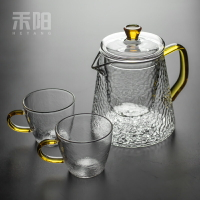 雪花錘紋玻璃泡茶壺過濾耐高溫家用煮茶壺單壺功夫花茶壺茶具套裝