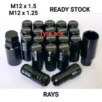 RAYS Racing Nut & Lock (Tayar Nut Panjang) Wheel Nut Sport Rim (Nut Besi) M12X1.5/1.25 ( 100% BESI)