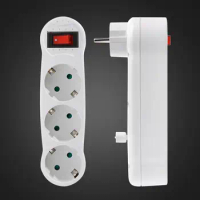 EU Electrical Socket With ON/OFF Switch 2 Pin 4.8mm European Standard Adapter Expansion Socket Power Extension Plug Converter
