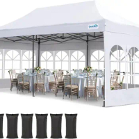 10x20 Pop up Canopy with Sidewalls Heavy Duty Enclosed Instant Canopy Tents for Parties and Wedding, Higher Top to Speed
