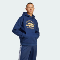 【adidas 愛迪達】GRF Hoodie 男 連帽 上衣 帽T 運動 復古 休閒 刷毛 保暖 舒適 深藍(IS1419)