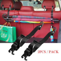 2pcs Car Back Seat Hook Multi-function Rear Seat Headrest Hanging Hook Umbrella Holder Seat Back Storage Hook Auto Interior Tool