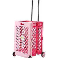 Foldable food basket trolley trolley grocery shopping cart lightweight large capacity small trolley cart portable travel 65L