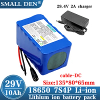 29V 10Ah 18650 lithium ion battery pack 7S4P 24V Electric bicycle motor/scooter rechargeable battery with 15A BMS +29.4V Charger