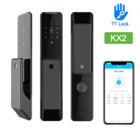 2022 NEW KX2 Full-automatic Electronic Smart Door Lock TT Lock APP Bluetooth Biometric Fingerprint APP NFC Key Unlock