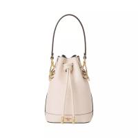 Fendi Mini Mon Tresor Leather Bucket Bag Camelia White