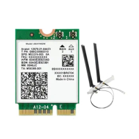 For Intel AX411 WiFi Card+2X8DB Antenna WiFi 6E CNVio2 BT 5.3 Tri-Band 5374Mbps Module for Laptop/PC Win10/11-64Bit