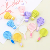 10Pcs Simulation Mini Badminton Racket Flatback Resin Cabochon Scrapbooking For Phone Case Clothing Decoration DIY Accessories