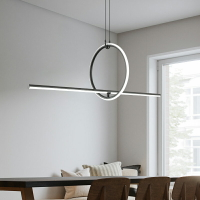 北歐現代簡約設計師極簡幾何線性燈創意餐廳吧臺島臺一字長條吊燈