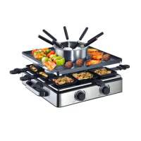Kitchen Appliance 8 Person BBQ Electric Raclette Grill Fondue Set with Chocolate Cheese Hot Pot