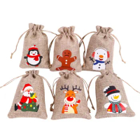 50PCS Christmas sack drawstring gift bag Christmas bag party decoration crafts storage furniture decoration