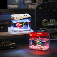 Small Aquarium Tank Mini Aquarium Aquarium Desktop Fish Tank Plastic Aquarium with LED Light Guppy F