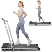 2 in 1 Foldable Treadmill 3.0HP Under Desk Treadmill Electric Walking Pad with APP Remote Control and LED Display Indoor Treadmi