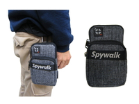 ~雪黛屋~SPYWALK 腰包小容量5.5吋機主袋+外袋共二層防水尼龍布穿過皮帶固定SW9364