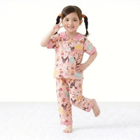 Setelan Baju Tidur Anak Perempuan Lengan Pendek Celana Panjang Bahan Katun Mikro Set Piyama Mickey P