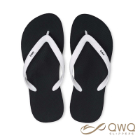 【QWQ】男款防滑防水夾腳拖鞋 室外人字拖雨鞋 跳色系列 曜石黑 白鞋帶(ABAA11205)