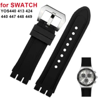 23mm Silicone Strap for Swatch YOS440 413 424 440 447 448 449 Rubber Watch Band Sports Men's Bracelet Watch Accessories
