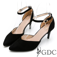 【GDC】氣質低調微奢華尖頭性感中空中跟包鞋-黑色(121990-00)